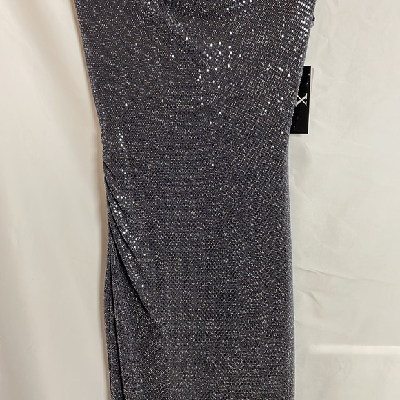X by Xscape Women's Cowlneck Open-Back Sequined Gown Grey Size 4 - Picture 10 of 14